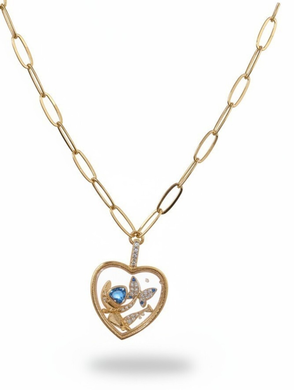 💛▪️Atterri ▪️Gold Heart Pendant Cubic Zirconia 16" Necklace